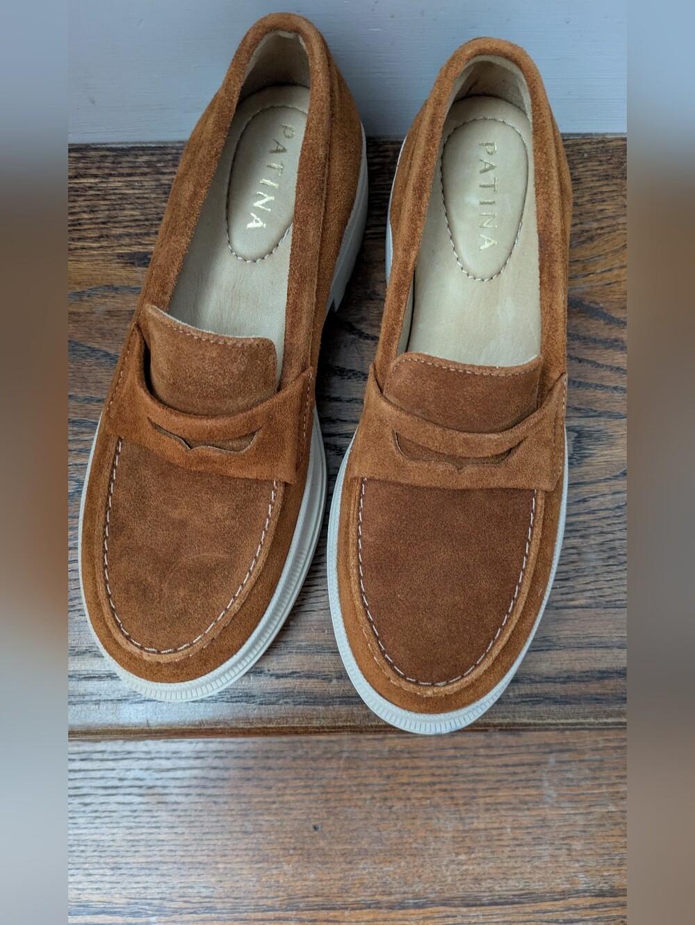 Portland leather Co. Patina Fawn Zoe Suede Lug Sole Loafer, Sz 7.5